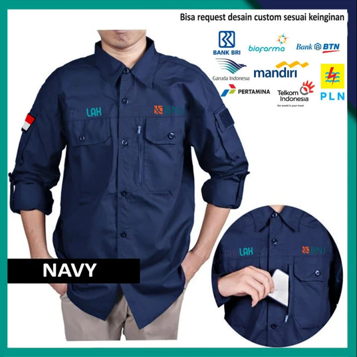 Bisa SATUAN Kemeja Lapangan BUMN BNI PDL CUSTOM Outdoor Baju Pdh PT