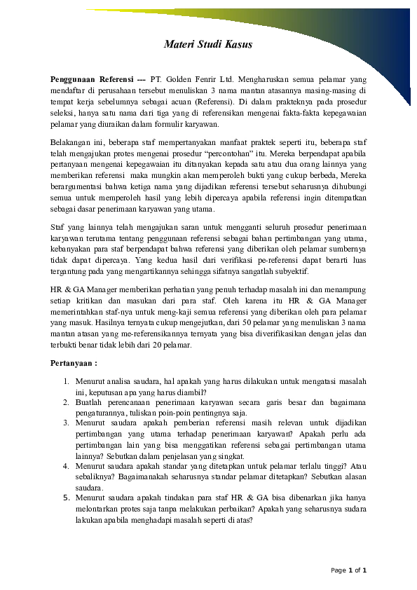 (DOC) Contoh Studi Kasus