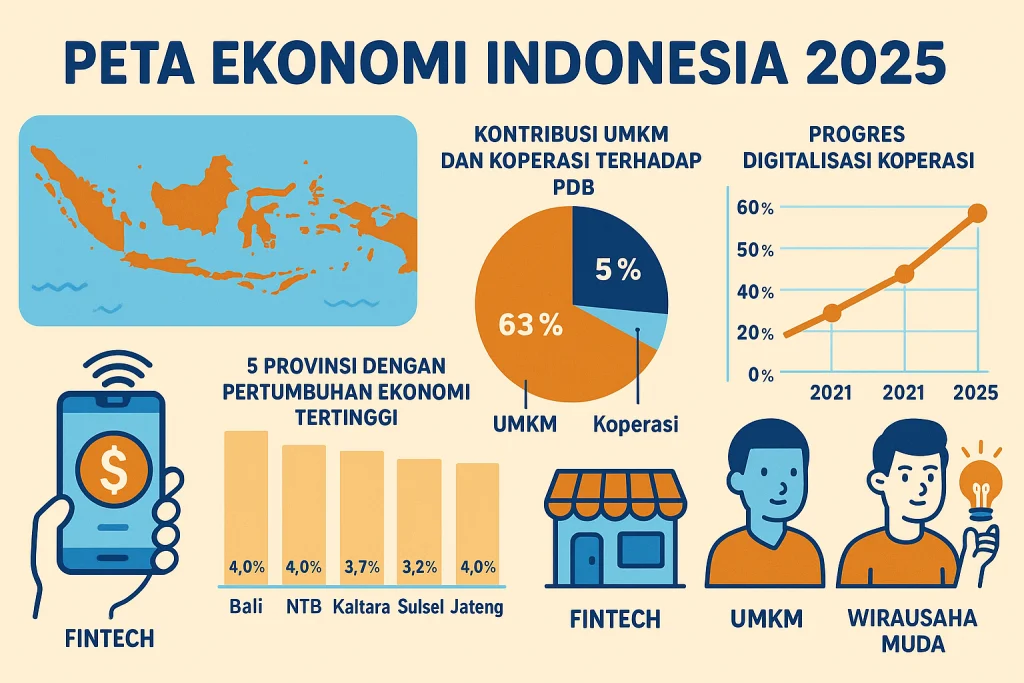 Infografis Peta Ekonomi Indonesia 2025: UMKM dan Koperasi Dominasi