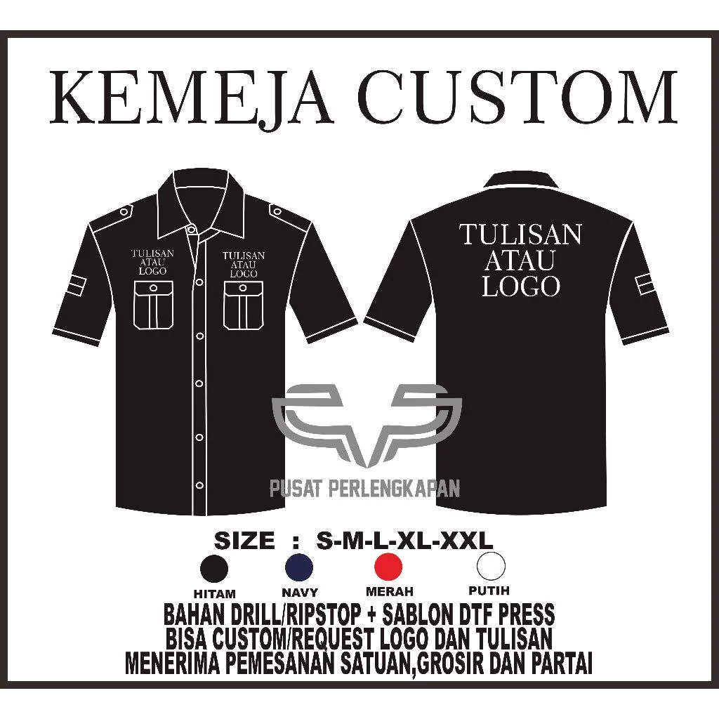 Jual KEMEJA CUSTOM SABLON SATUAN / KEMEJA LAPANGAN CUSTOM SATUAN