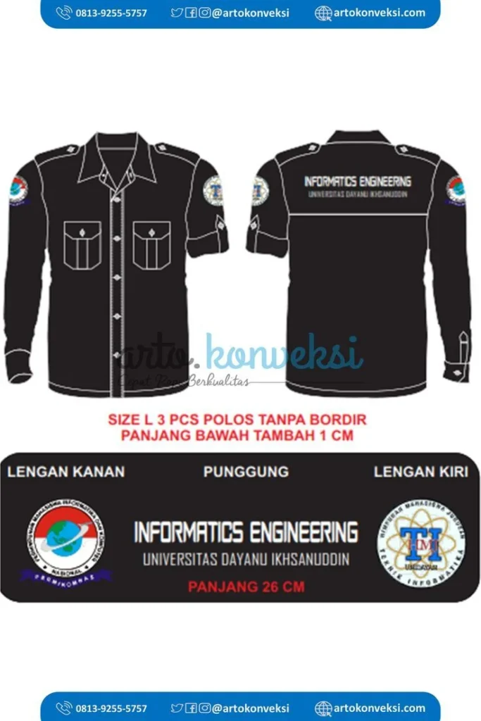 Referensi Desain Kemeja Organisasi Hitam Polos