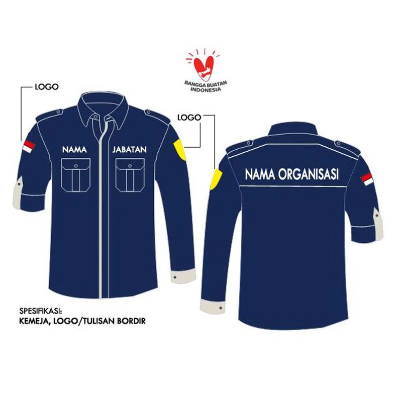 Seragam Organisasi (spesifikasi: kemeja, bordir)